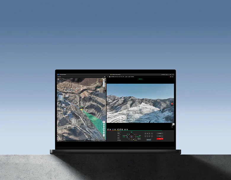 Remote operations centre with drone feed screens